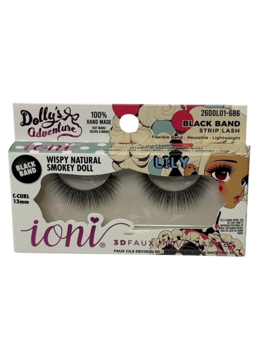 Ioni Lily Wispy Natural Smokey Doll Lashes Black Band 13mm